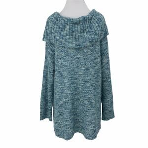 Chicos Sweater Women 4 Sequin Marled Knit Heavy Mohair Flap Long Sleeve Pullover